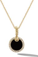 David Yurman Petite DY Elements® Pendant Necklace in 18K Yellow Gold with Black Onyx and Pavé Diamonds