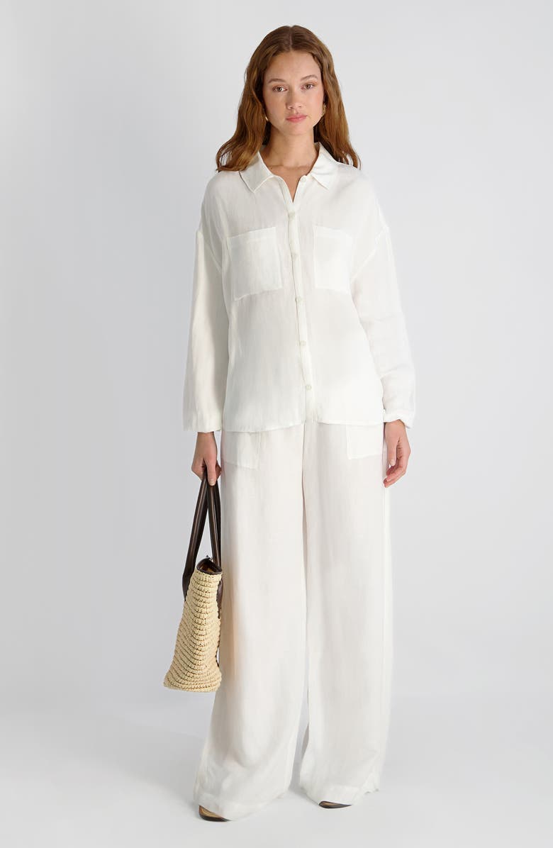 French Connection Cooper Wide Leg Drawstring Pants, Alternate, color, Summer White