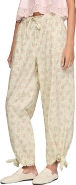 SANDRO Floral-print wide-leg trousers