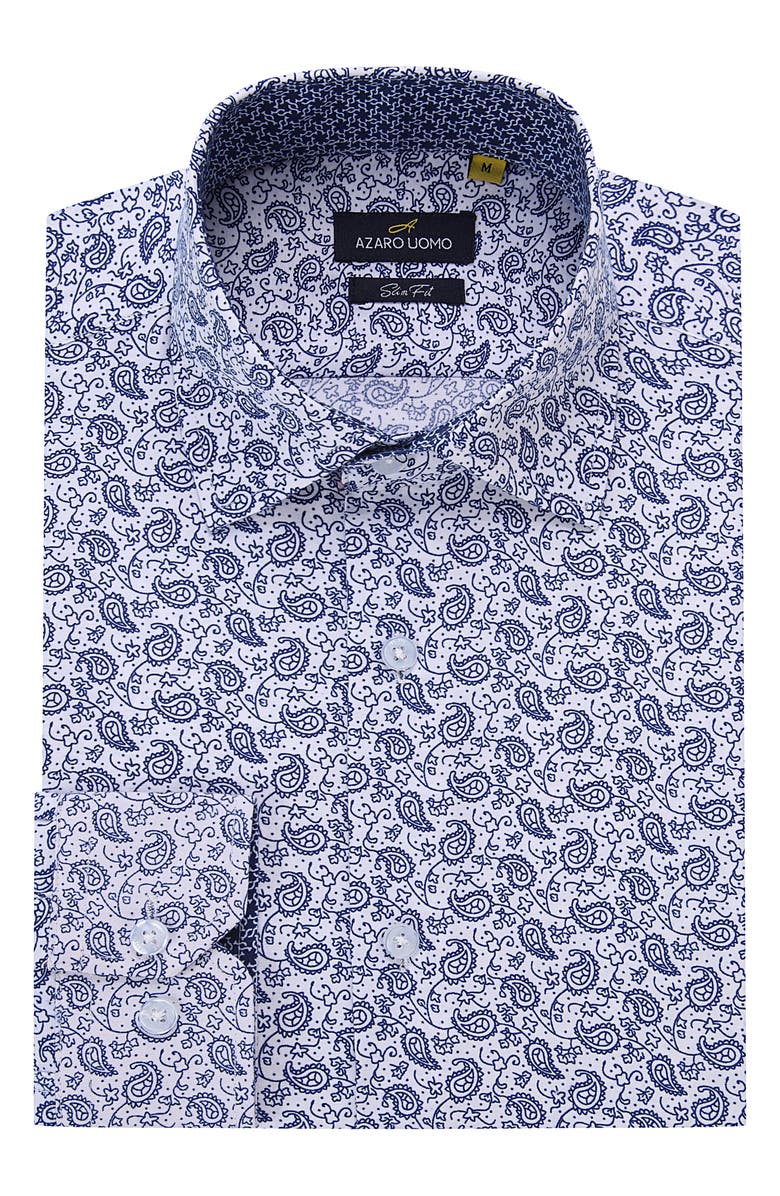 Azaro Uomo Slim Fit Paisley Print Performance Dress Shirt, Alternate, color, 