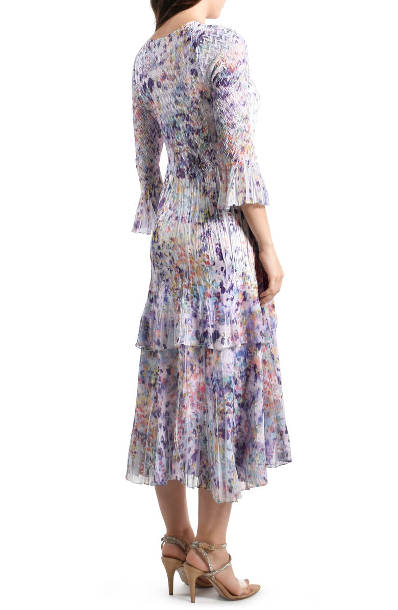 Komarov Charmeuse & Chiffon Tiered Midi Dress, Alternate, color, Confetti