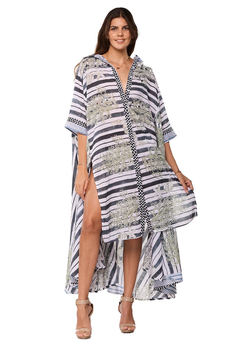 RANEES Shell High-Low Shirtdress, Alternate, color, White