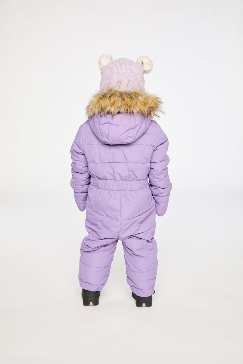 Girl Original One Piece Puffy Snowsuit with Removable Mittens and Boots, Alternate, color, Violet