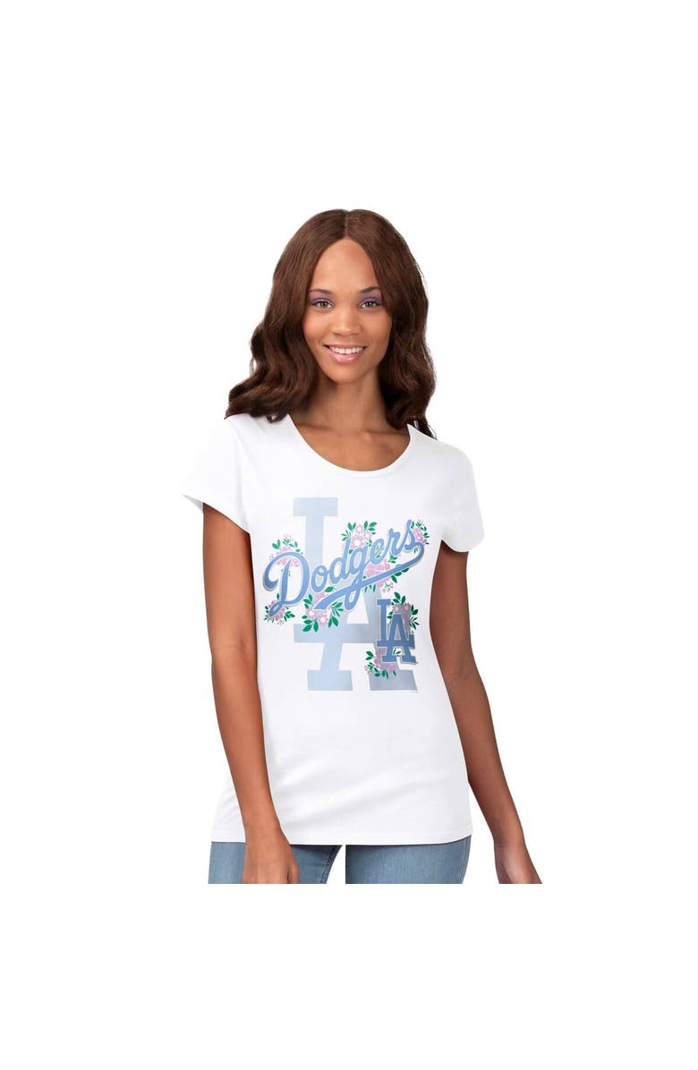 G-III 4HER BY CARL BANKS Women's G-III 4Her by Carl Banks White Los Angeles Dodgers Floral Endzone T-Shirt, Main, color, White
