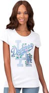 G-III 4HER BY CARL BANKS Women's G-III 4Her by Carl Banks White Los Angeles Dodgers Floral Endzone T-Shirt