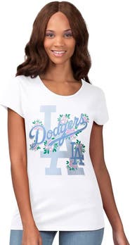 G-III 4HER BY CARL BANKS Women's G-III 4Her by Carl Banks White Los Angeles Dodgers Floral Endzone T-Shirt