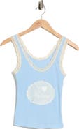 Hi Res I Heart Napping Lace Trim Graphic Tank