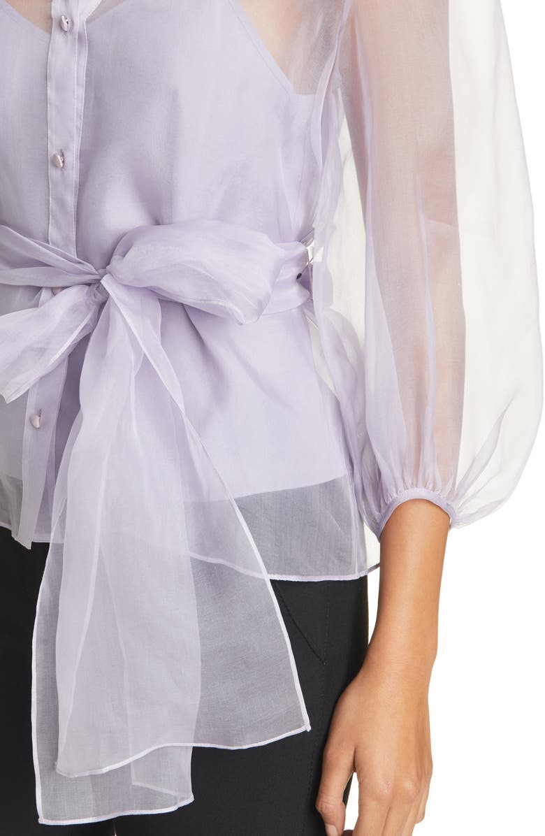 Cinq à Sept Marion Tie Waist Organza Silk Blouse, Alternate, color,