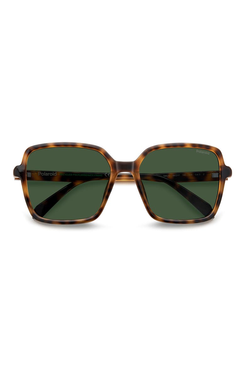 56mm Polarized Square Sunglasses, Alternate, color, HAVANA/ GREEN PZ