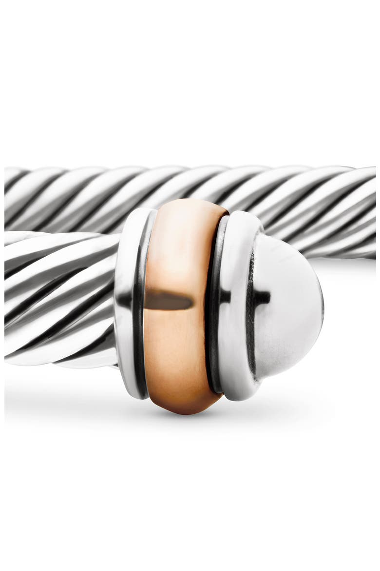 Cable Classics Sterling Silver & 18K Yellow Gold Bracelet, 4mm, Alternate, color, ROSE GOLD