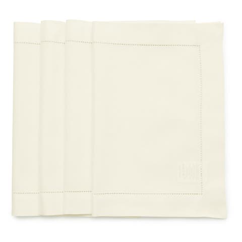 Cotton Linen Hemstitch Placemats Set of 4, 14 x 19"