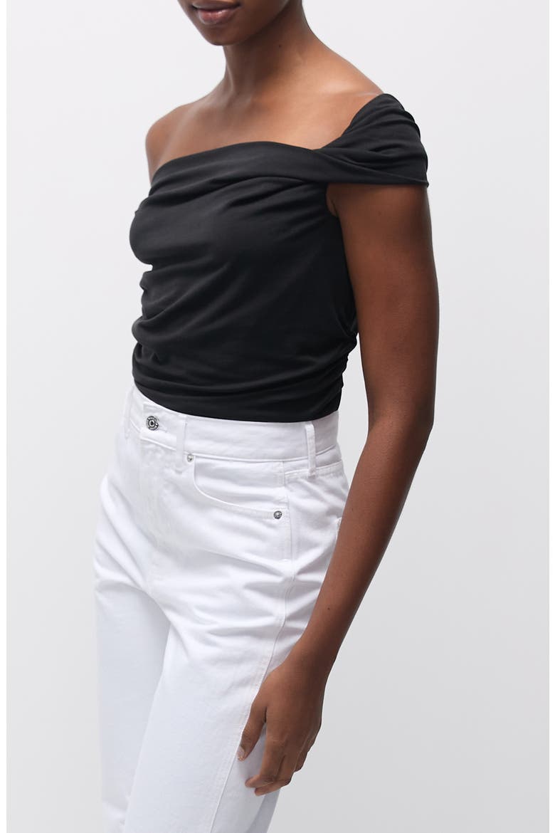 Delanna One-Shoulder Jersey Top, Alternate, color, BLACK