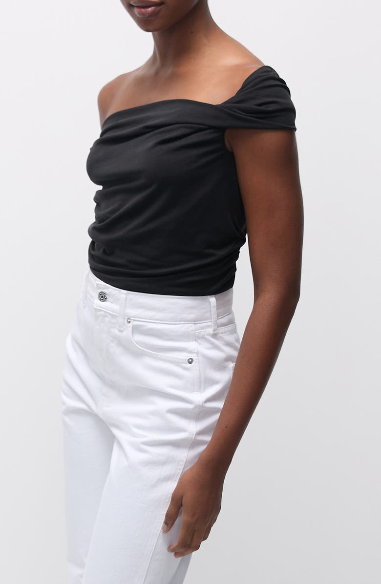 Veronica Beard Delanna One-Shoulder Jersey Top, Alternate, color, Black