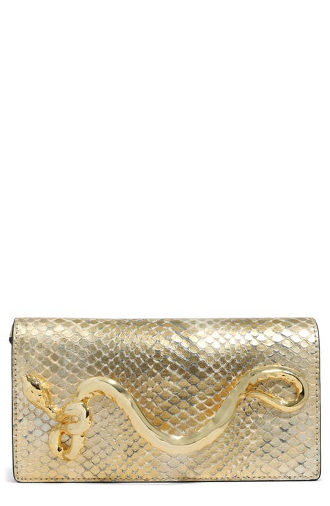 Serpent Side Handle Leather Clutch