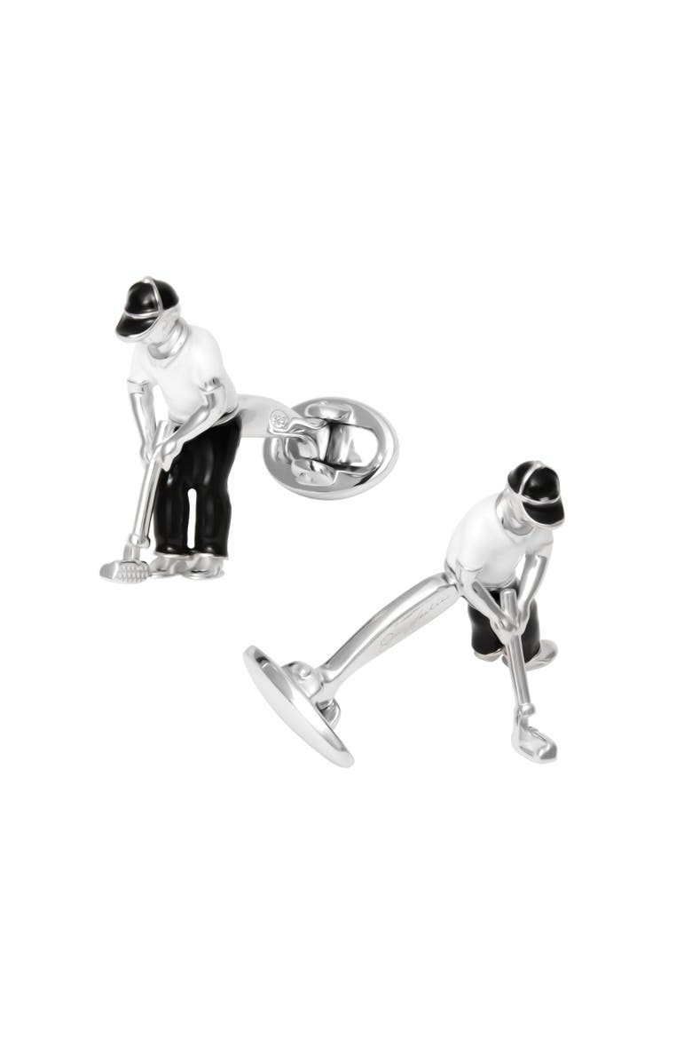 Putting Golfer Sterling Cufflinks, Alternate, color, Black