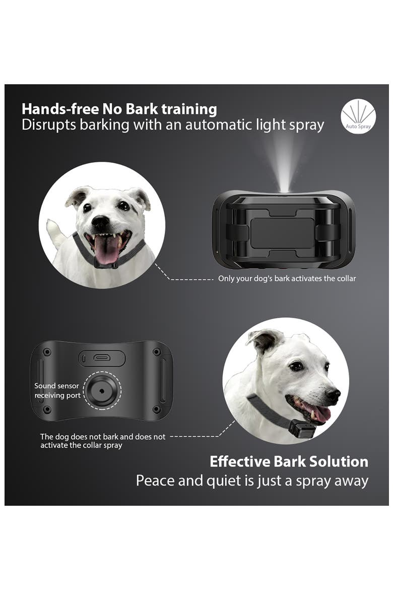 Bark-Myst 3-Level Sensitivity of Spray and Tone Anti-Bark Dog Collar, Alternate, color, BLACK