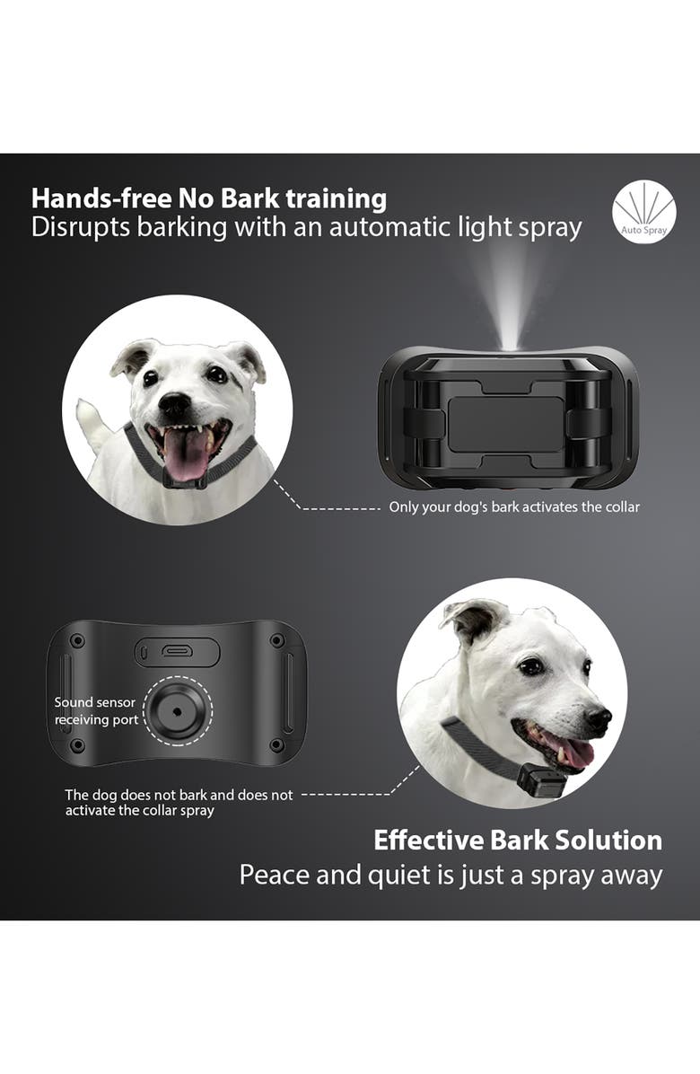 PET LIFE Bark-Myst 3-Level Sensitivity of Spray and Tone Anti-Bark Dog Collar, Alternate, color, Black