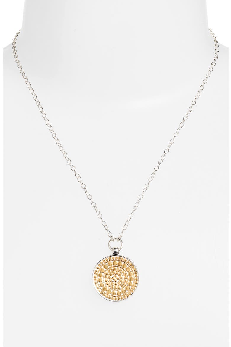 Reversible Two-Tone Medallion Pendant Necklace, Alternate, color, TWO TONE