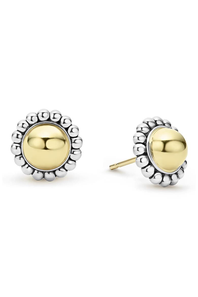 High Bar Caviar Round Stud Earrings, Alternate, color, TWO-TONE