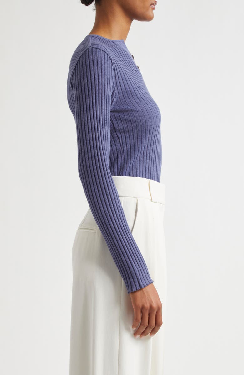 Vince Cotton Blend Rib Henley Sweater, Alternate, color, Dark Periwinkle