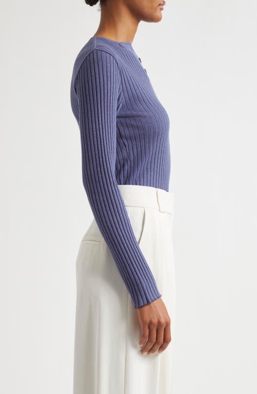 Vince Cotton Blend Rib Henley Sweater