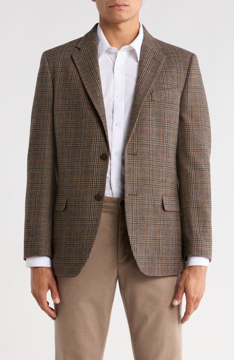 Nautica Notch Lapel Dinner Jacket, Main, color, Brown Plaid