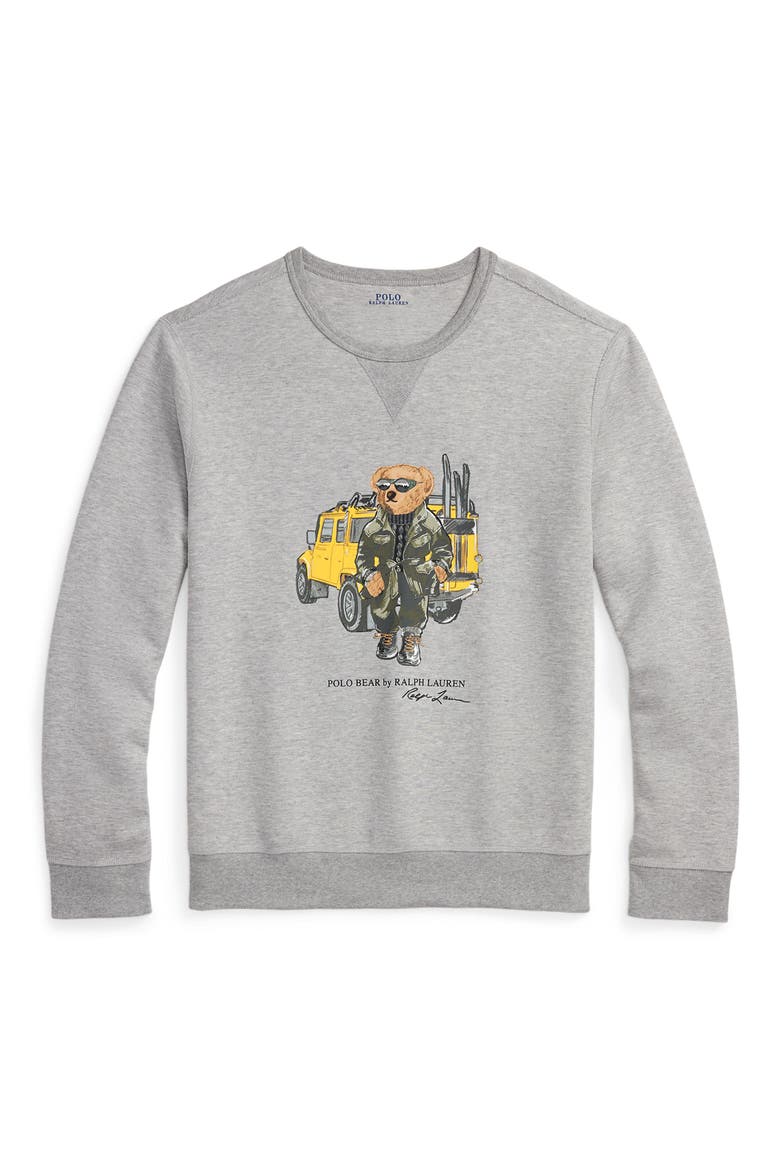 Polo Bear Double Knit Graphic Sweatshirt, Alternate, color, ANDOVER HEATHER DEFENDER BEAR