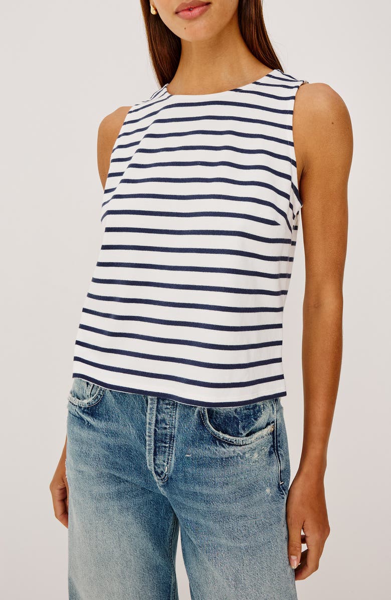 Rails Grace Stripe Cotton Tank, Main, color, Ivory Navy Stripe