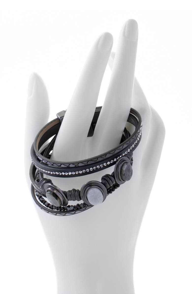 SAACHI Natural Stone Trio Leather Bracelet, Alternate, color, 