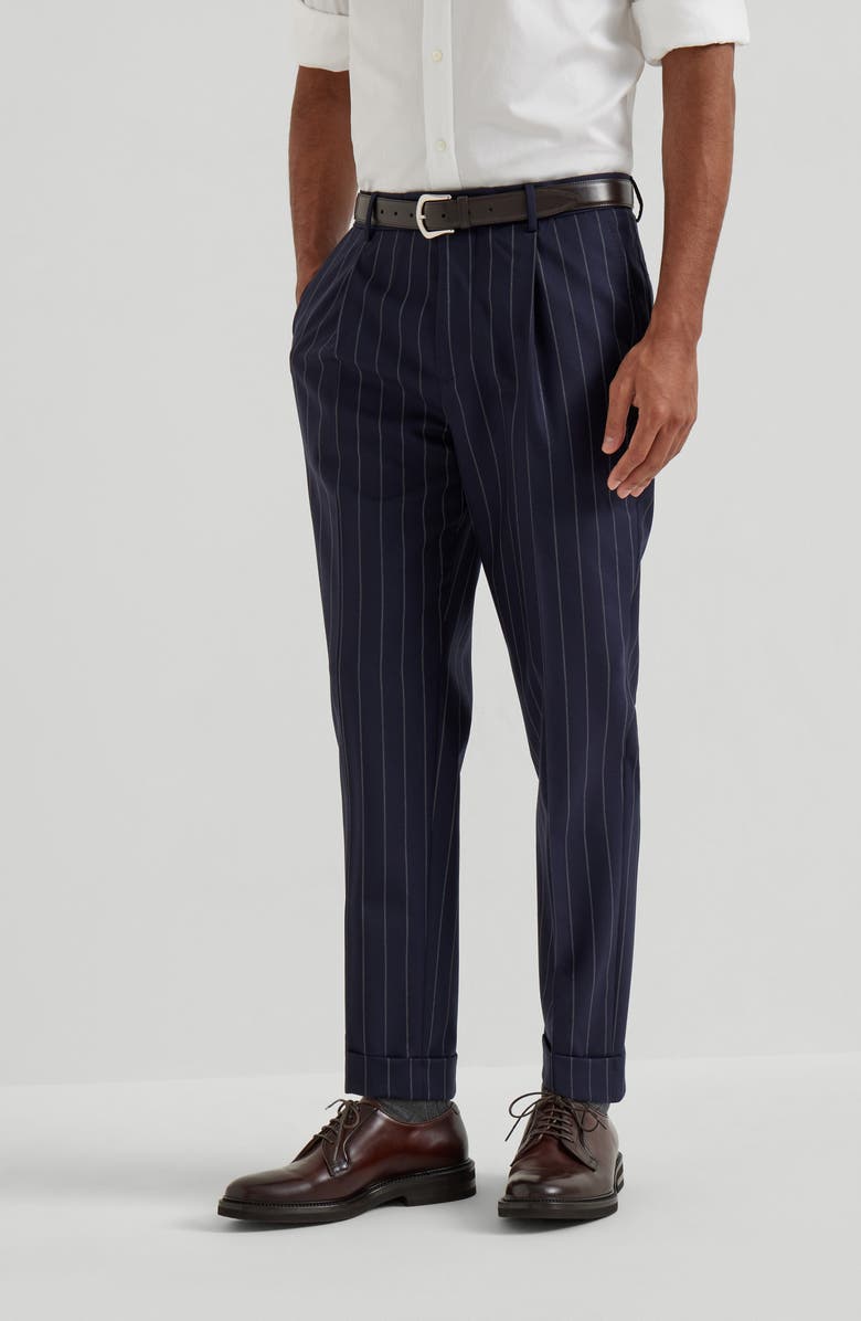 Brunello Cucinelli Virgin wool trousers, Alternate, color, Blue