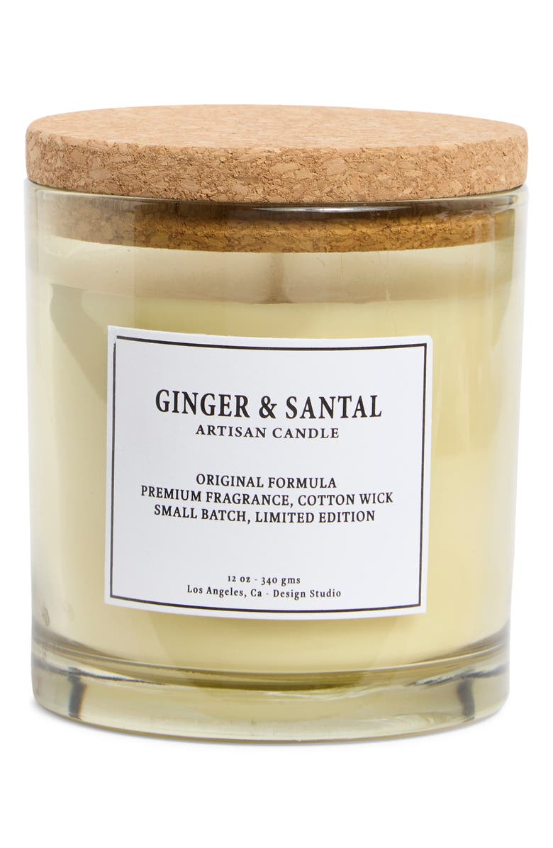 PORTOFINO CANDLES Ginger & Santal Flening Jar Candle, Main, color, Santal & White Ginger