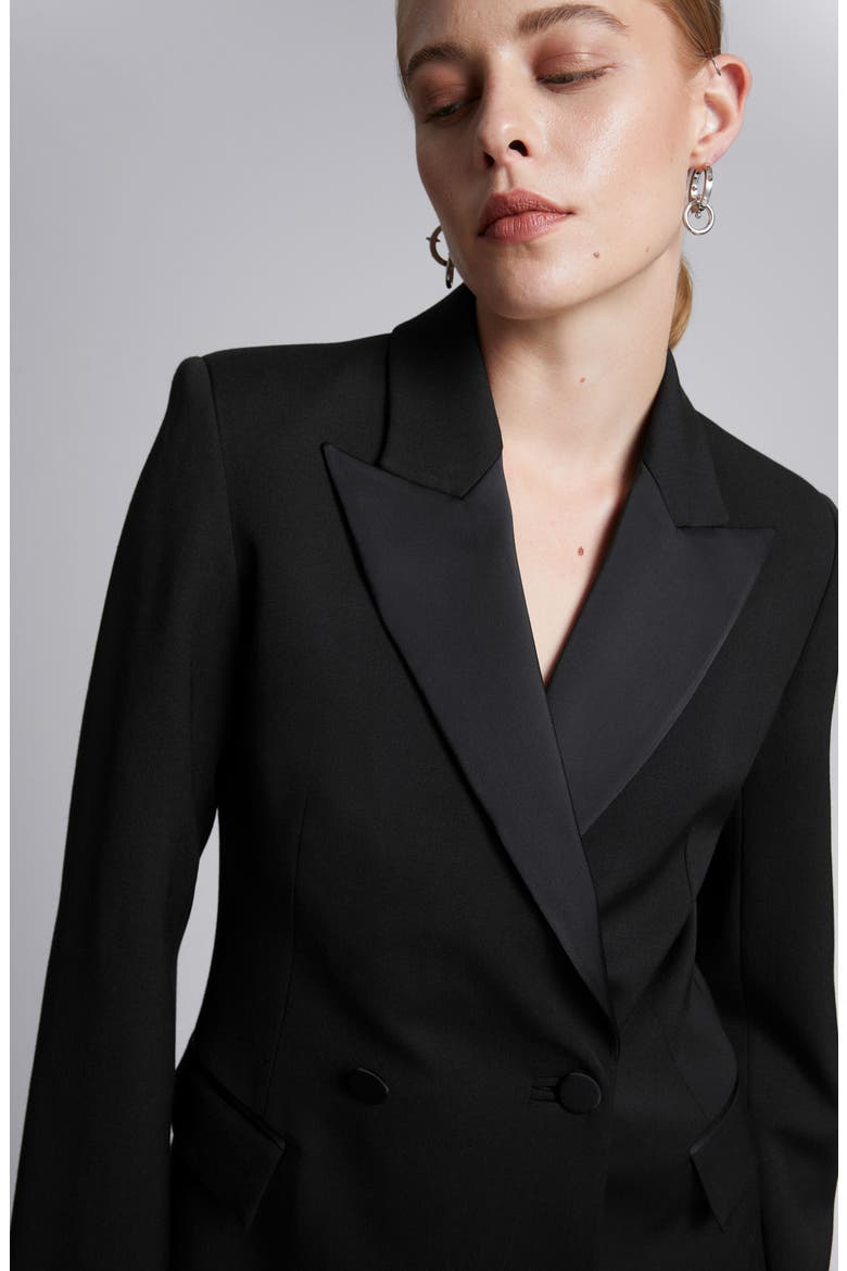 Wool Blend Tuxedo Blazer, Alternate, color, BLACK