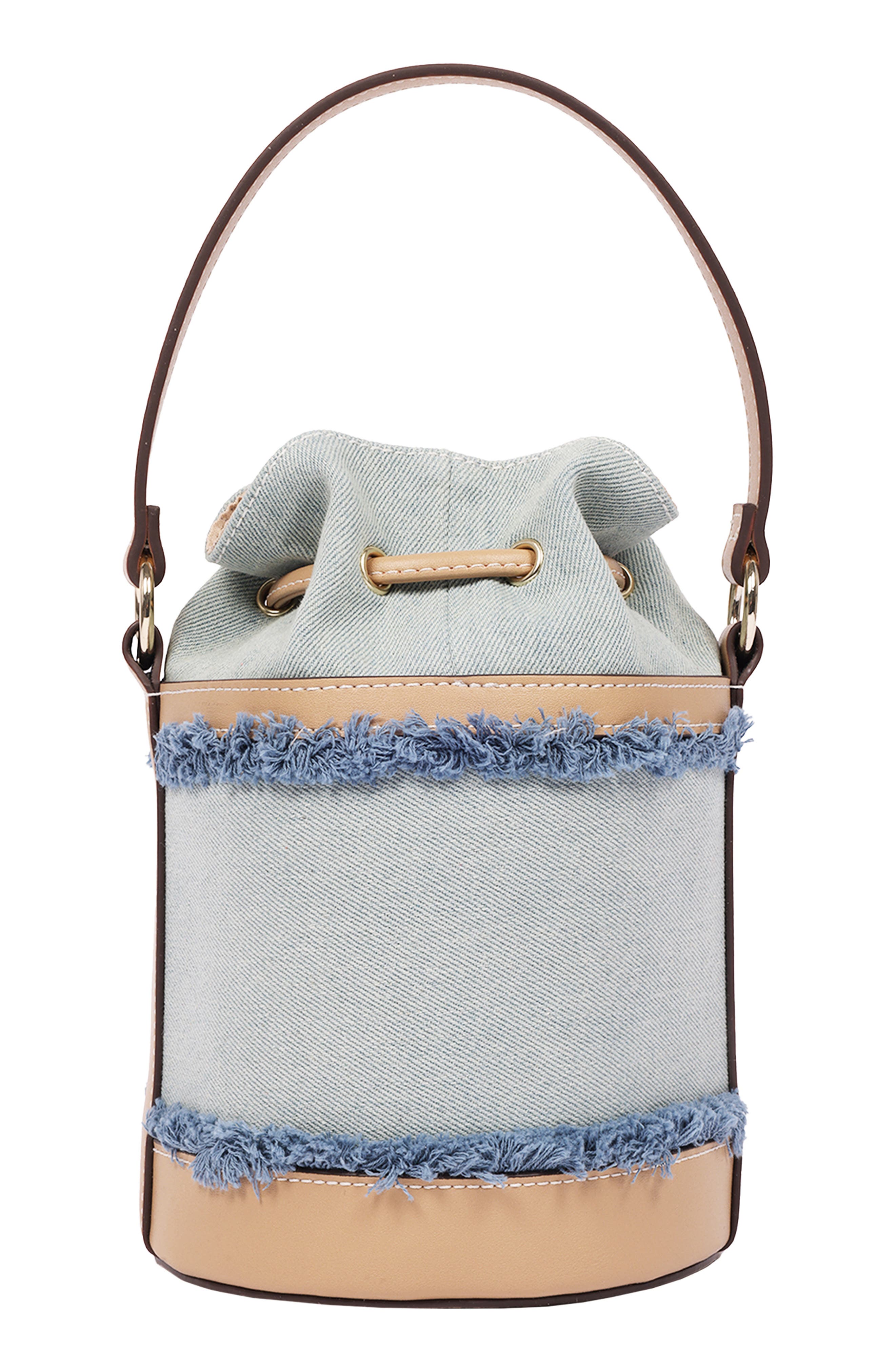 True Religion Buddha Patch Denim Bucket Bag, Alternate, color, Denim