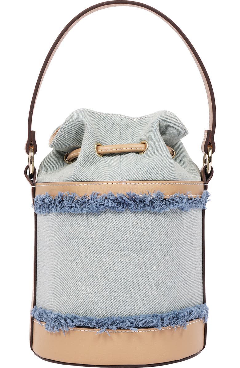 True Religion Buddha Patch Denim Bucket Bag, Alternate, color, Denim