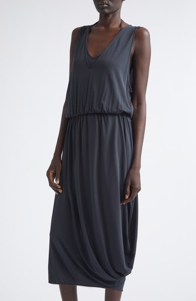 Lemaire Layered Draped Crepe Jersey Dress, Alternate, color, Charcoal