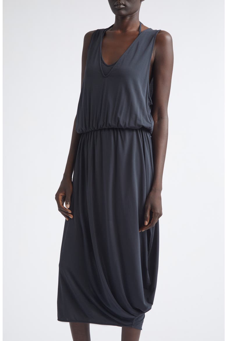 layered jersey dress Layered jersey mesh flock long dress Marine Serre