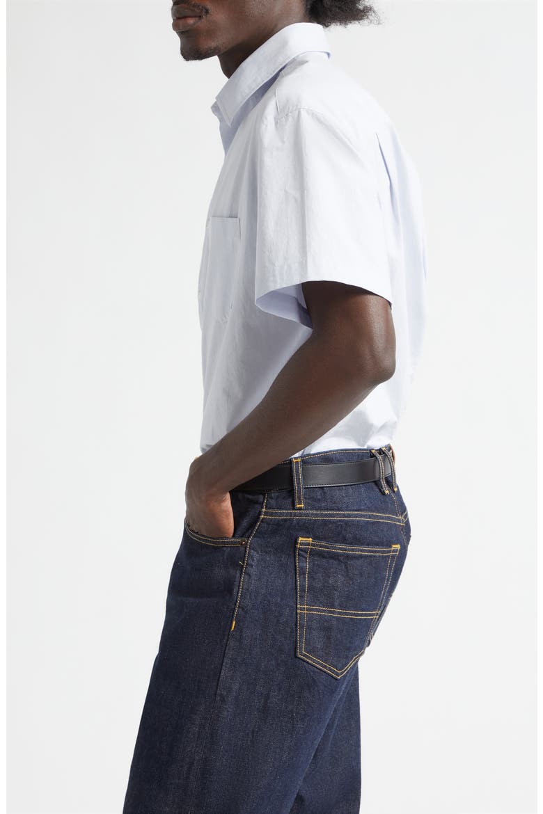 Oversize Short Sleeve Cotton Poplin Button-Up Shirt, Alternate, color, PERIWINKLE