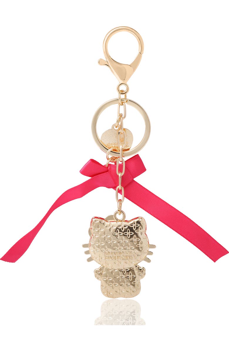 Hello Kitty Crystal Charm Keychain with Bow and Heart Accent, Alternate, color, Yellow Gold