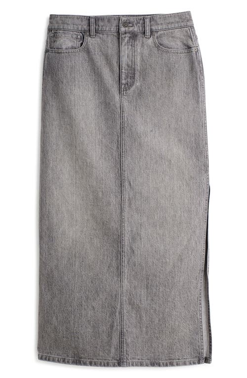 Madewell Side Slit Denim Midi Skirt In Hallandale Wash