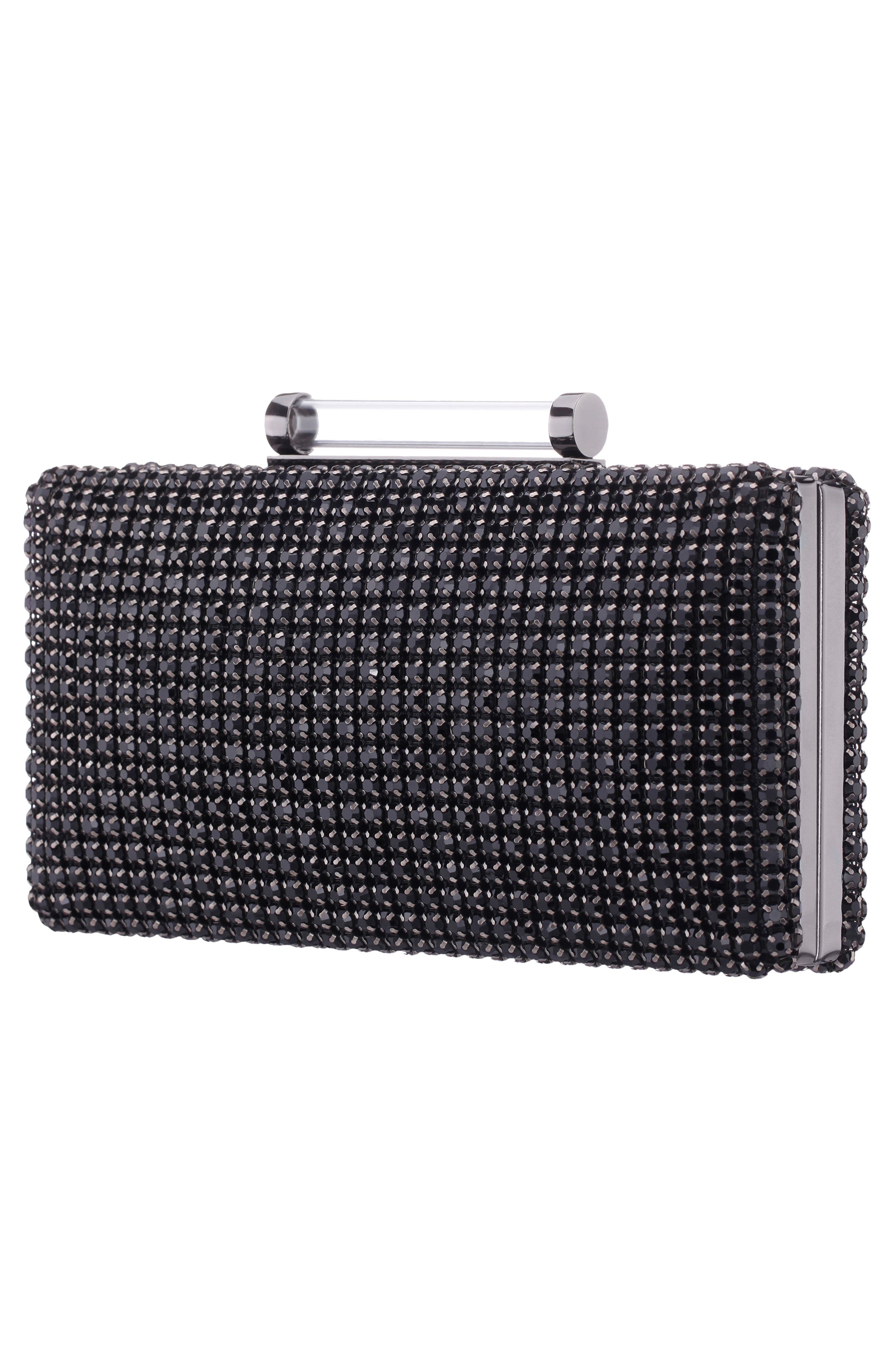 Nina Gracious Crystal Clutch, Alternate, color, Black