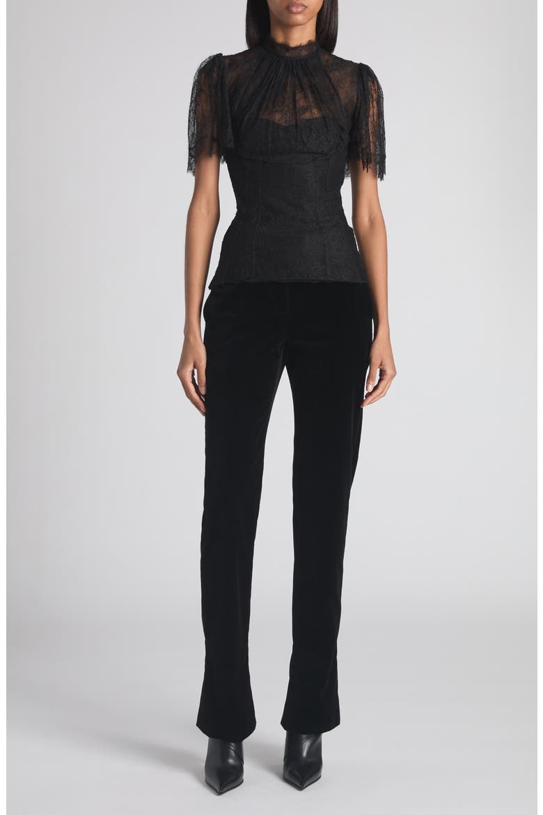 Floral Lace Top, Alternate, color, BLACK