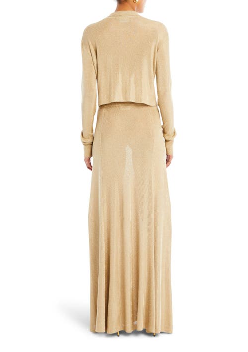 Shop Ser.o.ya Alice Metallic Knit Maxi Skirt In Gold