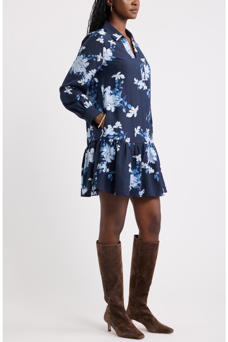 Tiered Minidress, Alternate, color, NAVY- BLUE ALLIE FLORAL