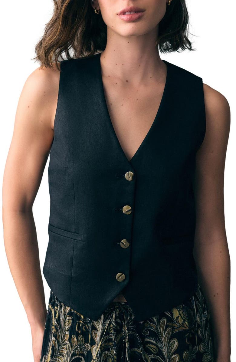 NEXT Button Through Linen Vest, Main, color,
