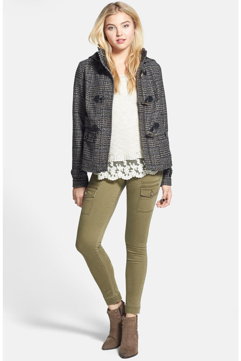Plaid Toggle Coat, Alternate, color, BROWN/ BLUE PLAID