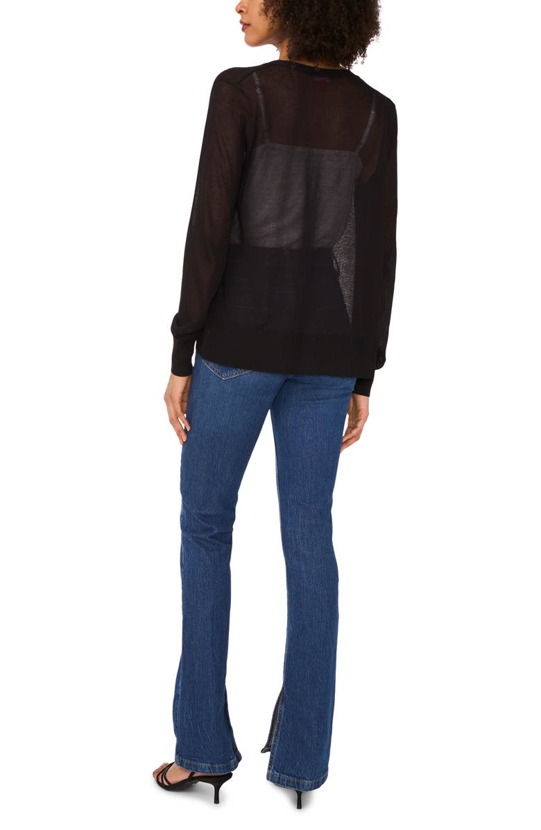 Vince Camuto Tissue Knit Cardigan, Alternate, color, Rich Black