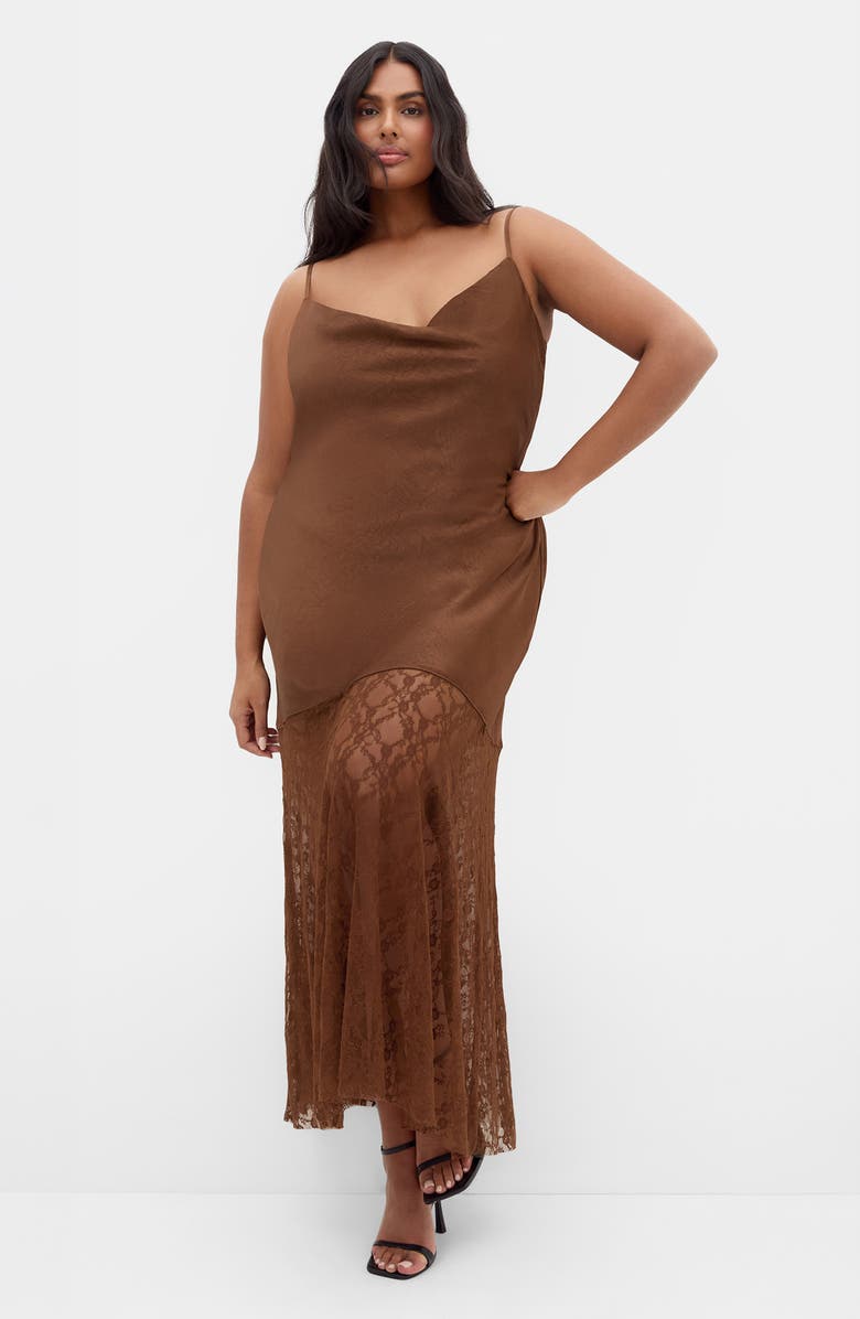 City Chic Lilly Lace Sleeveless Maxi Dress, Alternate, color, Toffee