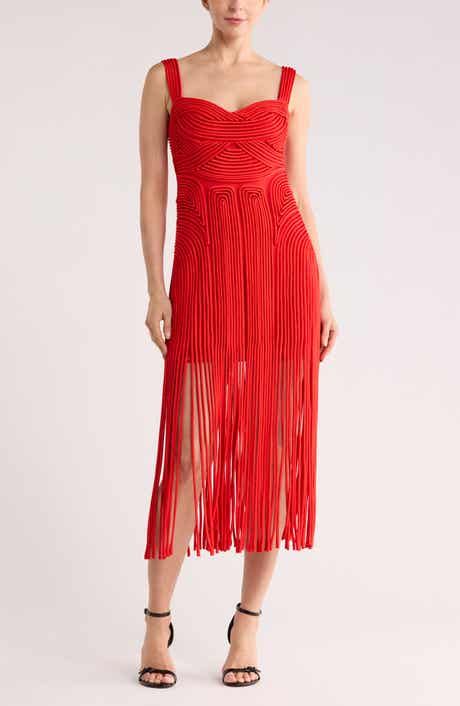 Simkhai Darby Fringe Hem Midi Dress