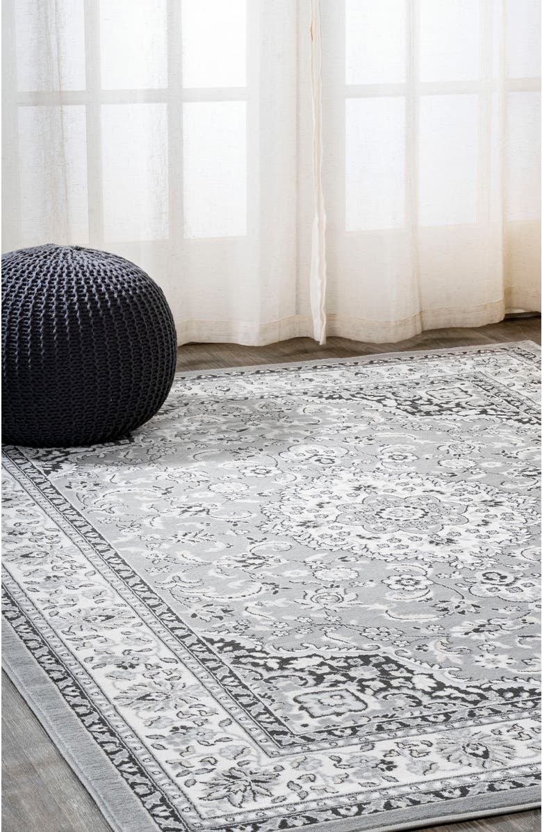 JONATHAN Y Palmette Modern Persian Floral Area Rug, Alternate, color, Gray/Cream