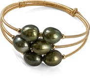 SAACHI Black Freshwater Pearl Wire Cuff Bracelet